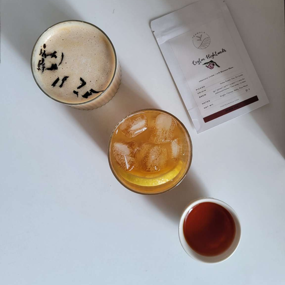 Ceylon Highlands Tea Brewed 3 Ways - by Teawala - Ceylon Tea Latte, Iced Lemon Tea, Pure